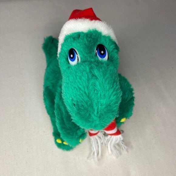 Jinglesaurus Dinosaur Plush Stuffed Animal Dino Christmas Schmidt Cannon Vintage - Picture 1 of 6